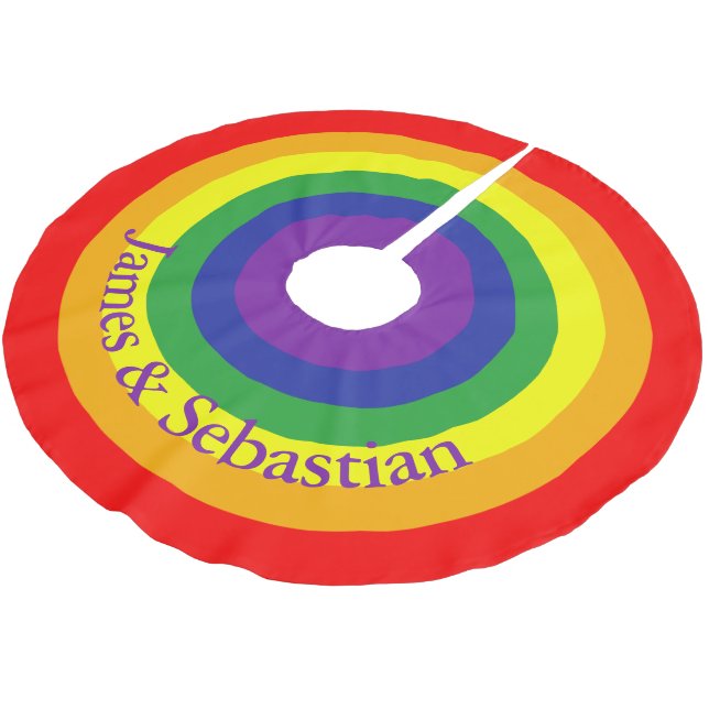 Rainbow Gay Pride Colourful Personalized Brushed Polyester Tree Skirt (Angled)