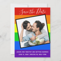 Rainbow Gay Pride Couple Photo Bold Custom
