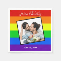 Rainbow Gay Pride Custom Couple Photo Bold Wedding