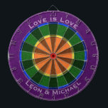 Rainbow Gay Pride Custom Name Phrase  Dartboard<br><div class="desc">This would be an awesome gift for a gay couple for the games room in their home (or in the garage?). Have their friends over and show off their really cool new custom dartboard with their names on it! Or maybe their favourite phrase, or inside joke, or dart team name....</div>