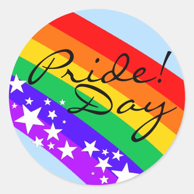 Rainbow- Gay Pride Day! Classic Round Sticker (Front)