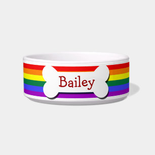 Rainbow Gay Pride Dog Bone Bowl