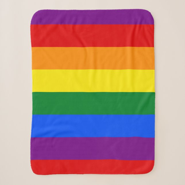 Rainbow Gay Pride Flag Sherpa Blanket (Front)