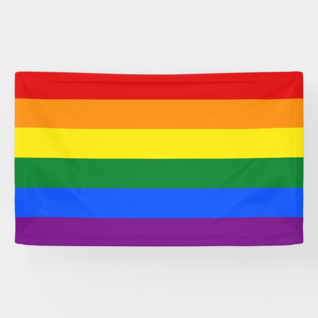 Rainbow Gay Pride LGBT Lesbian 6 Stripes Flag Banner (Horizontal)