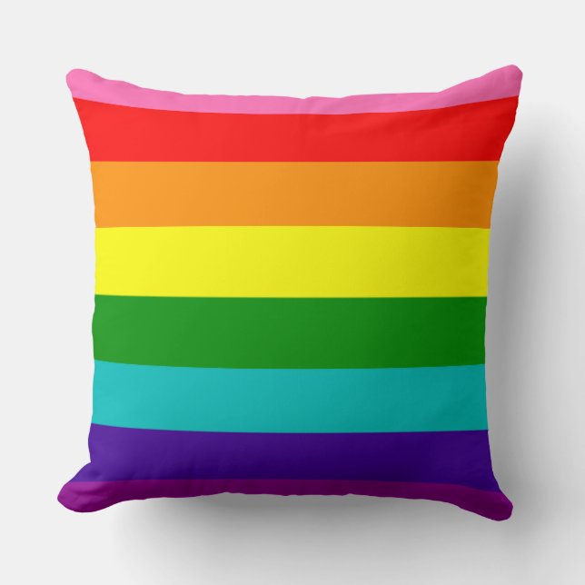 Rainbow Gay Pride LGBT Original 8 Stripes Flag Throw Pillow (Front)
