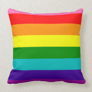 Rainbow Gay Pride LGBT Original 8 Stripes Flag Throw Pillow
