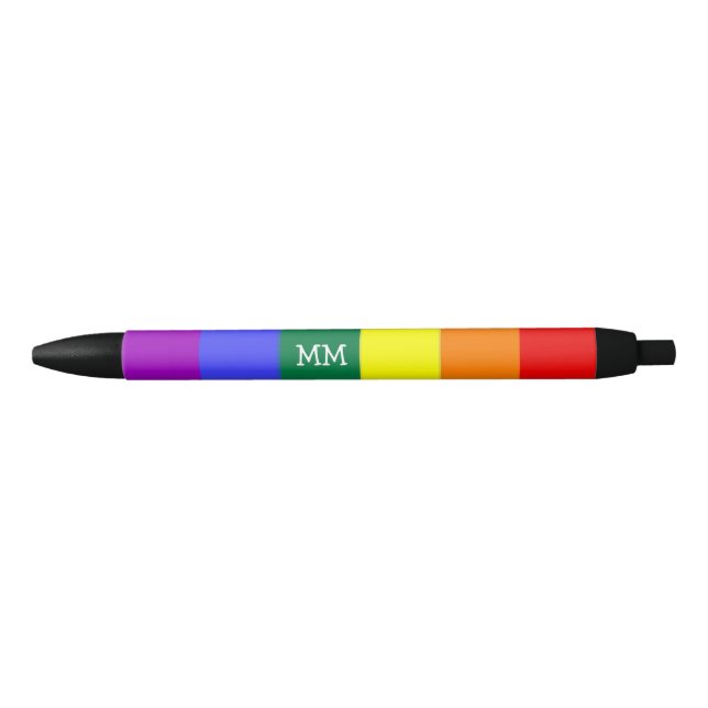 Rainbow Gay Pride Lgbt Personalized Black Ink Pen (Front)