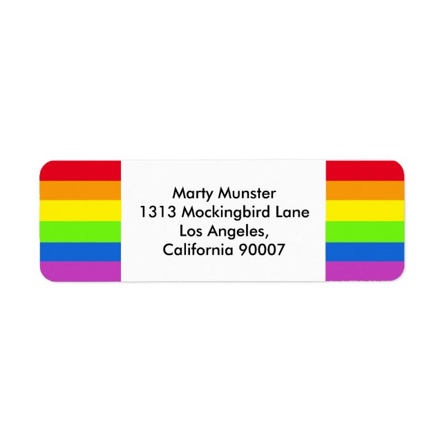 RAINBOW Gay Pride LGBT return address (Front)