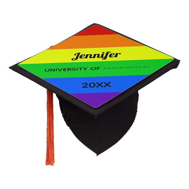 Rainbow Gay Pride LGBTQ Graduation Cap Topper (Angled)
