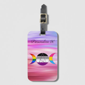 Rainbow Gay Pride Triple Moon Goddess Pentacle Luggage Tag