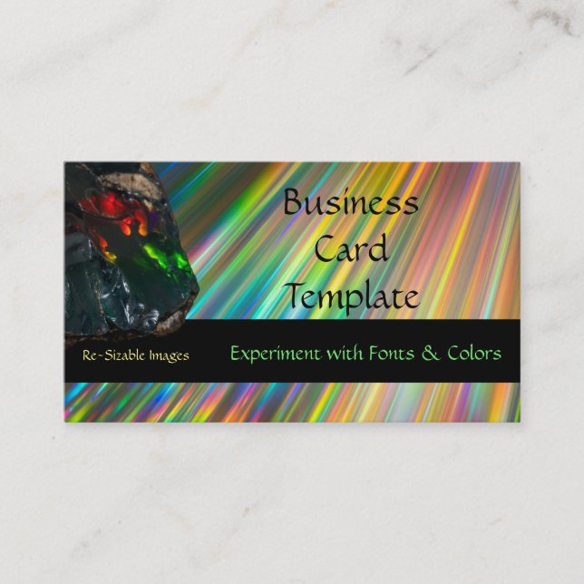 Rainbow Gem Crystal Raw Opal Business Card (Front)