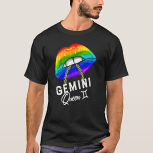 Rainbow Gemini Queen Lips Lgbtq Lips Rainbow Gay T-Shirt