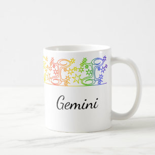 Rainbow Gemini Star Sign Personalized Mug