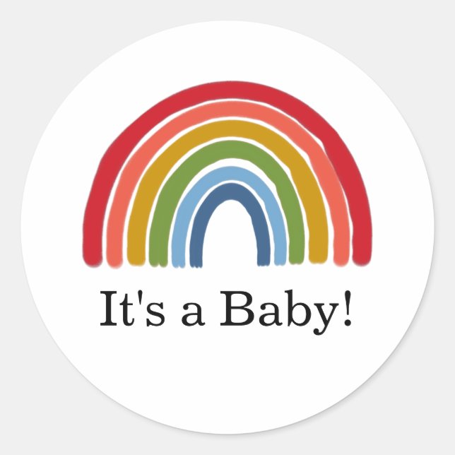 Rainbow Gender Neutral Baby Shower Classic Round Sticker (Front)