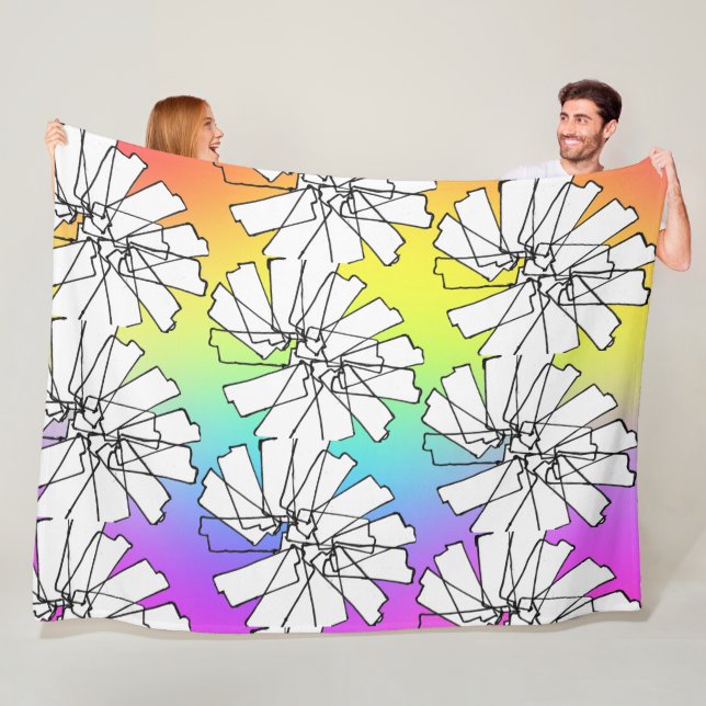 Rainbow Geo Pinwheels Fleece Blanket (In Situ)