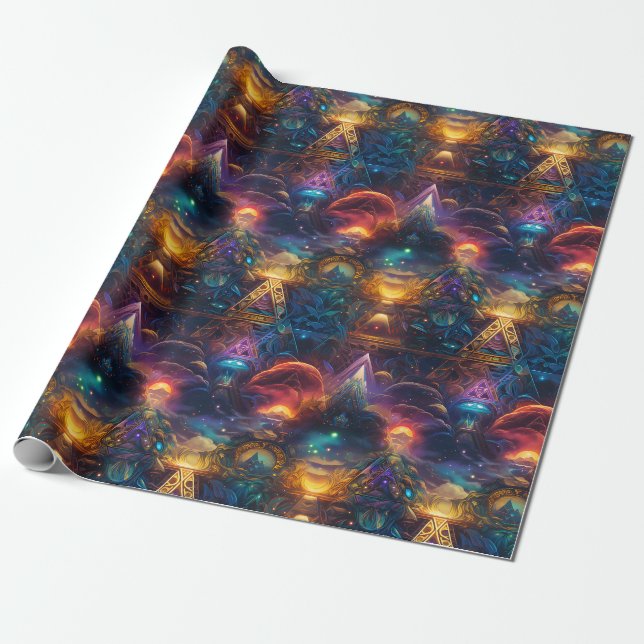 Rainbow Geometric Abstract Wrapping Paper (Unrolled)