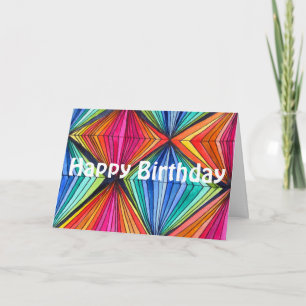 Rainbow Geometric Op Art Happy Birthday Card