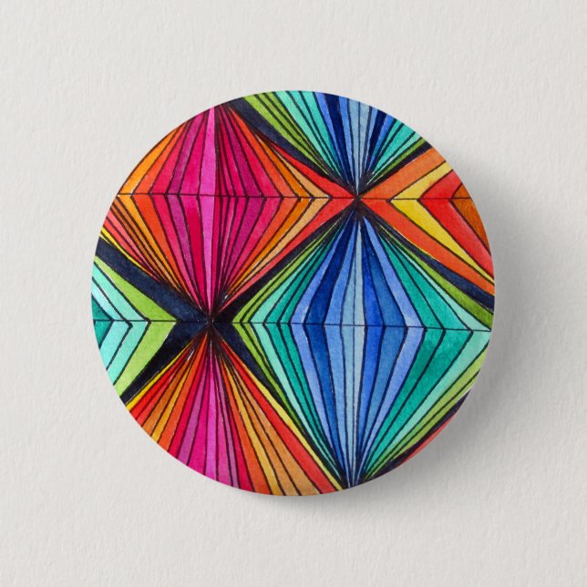 Rainbow Geometric Optical Art 2 Inch Round Button (Front)