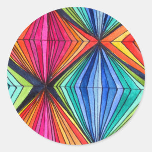 Rainbow Geometric Optical Art Classic Round Sticker