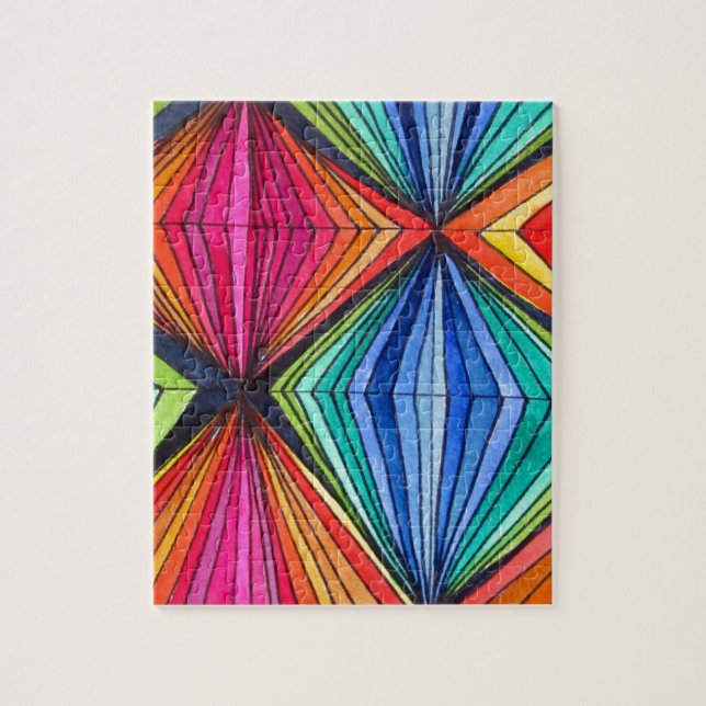 Rainbow Geometric Optical Art Jigsaw Puzzle (Vertical)