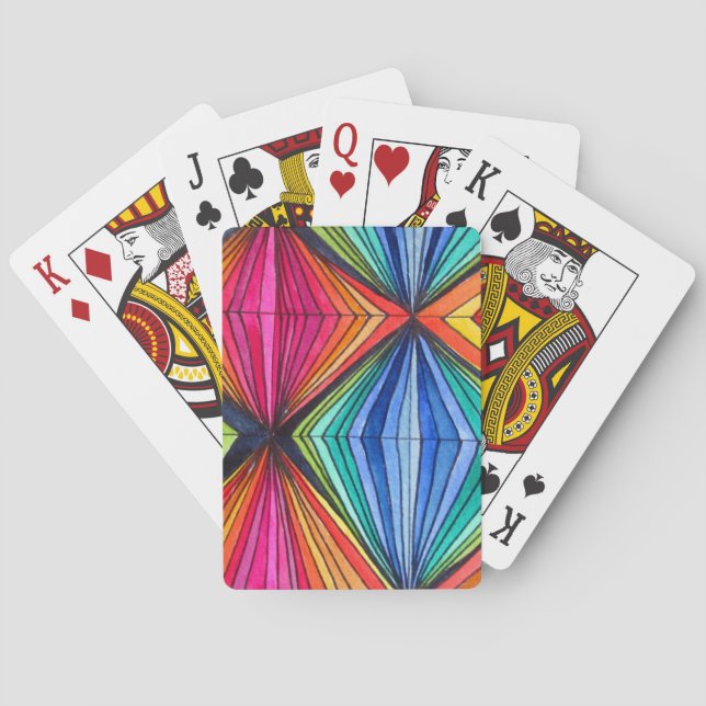 Rainbow Geometric Optical Art Playing Cards (Back)