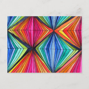 Rainbow Geometric Optical Art Postcard