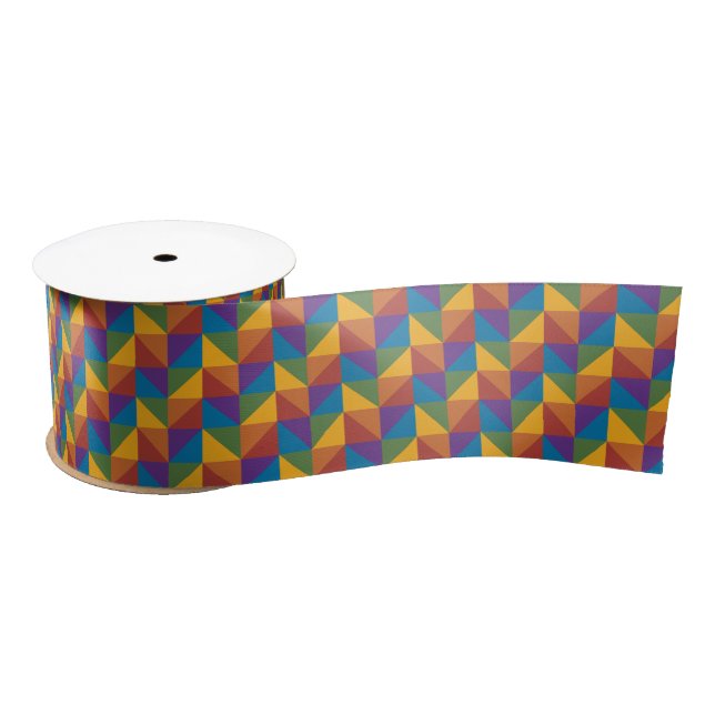 Rainbow Geometric Triangle Satin Ribbon (Spool)