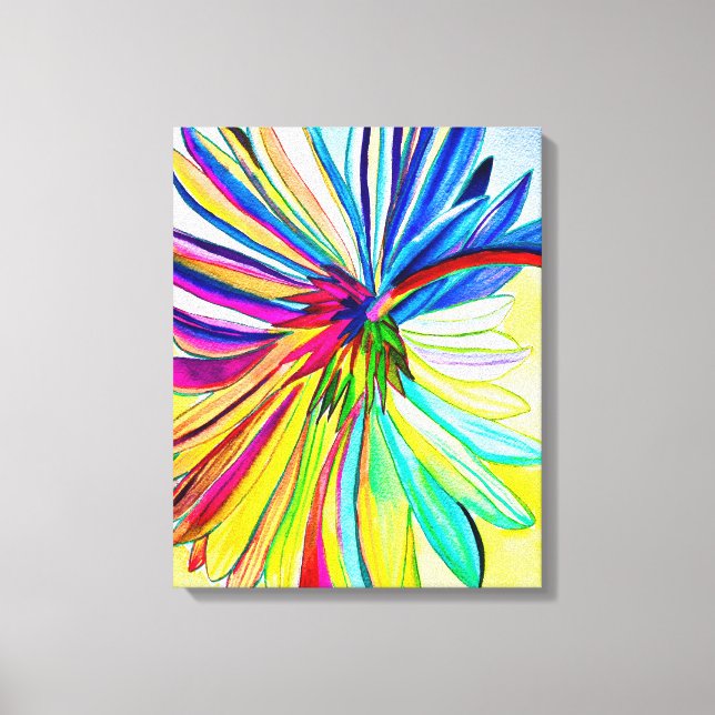 Rainbow gerbera colourful flower  canvas print (Front)