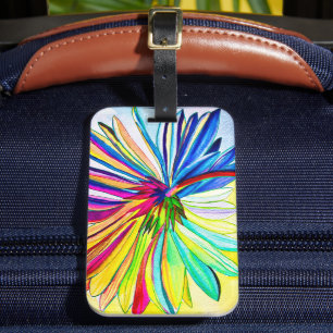Rainbow gerbera colourful flower luggage tag