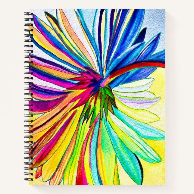 Rainbow gerbera colourful flower  notebook (Front)