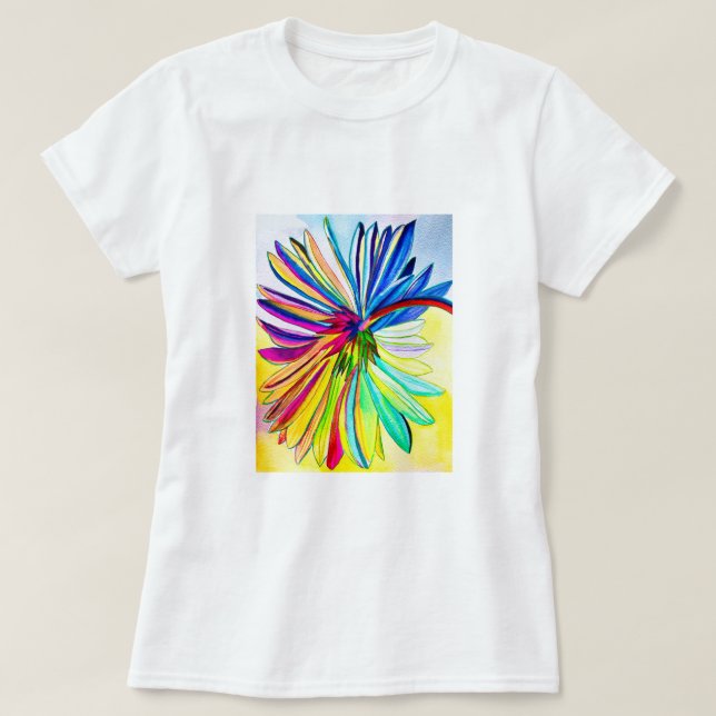 Rainbow gerbera colourful flower  T-Shirt (Design Front)