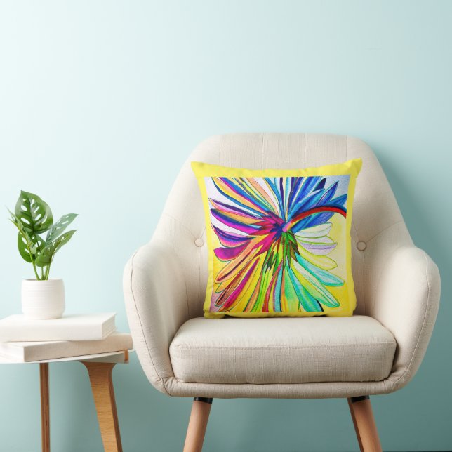 Rainbow gerbera colourful flower  throw pillow (Chair)