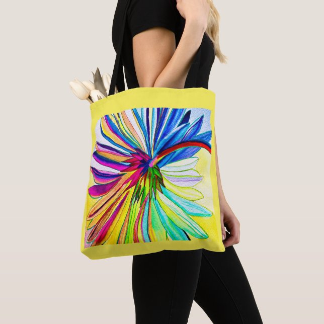 Rainbow gerbera colourful flower  tote bag (Close Up)