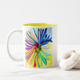 Rainbow gerbera colourful flower Two-Tone coffee mug