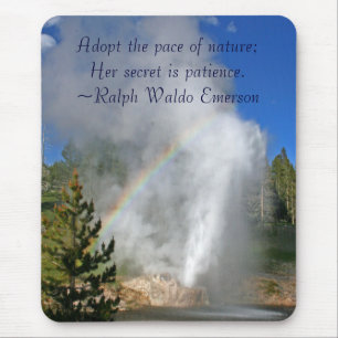 Rainbow Geyser Yellowstone w/ Famous Emerson Quote Mouse Pad