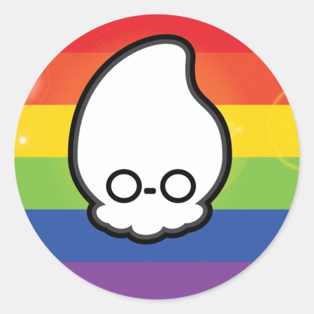 Rainbow Ghost squid Classic Round Sticker (Front)