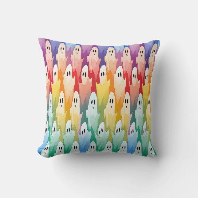Rainbow Ghost  Throw Pillow (Front)