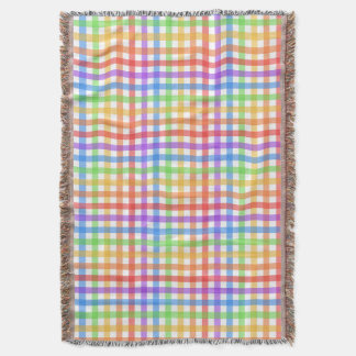 Rainbow Gingham Chequerboard Geometric Pattern Throw Blanket