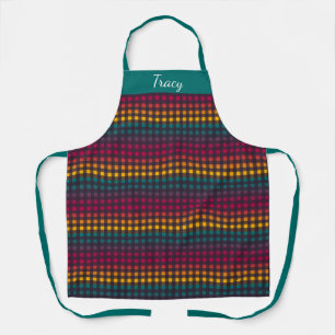 Rainbow Gingham Custom Name Apron