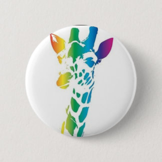 Rainbow giraffe 2 inch round button