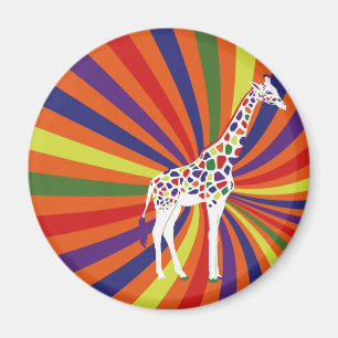 Rainbow Giraffe Art Magnet