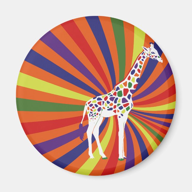 Rainbow Giraffe Art Magnet (Front)