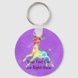 Rainbow Giraffe Keychain