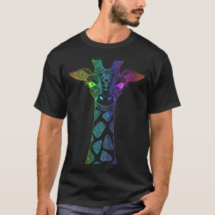 Rainbow Giraffe Mandala Lotus Flower Yoga Meditati T-Shirt