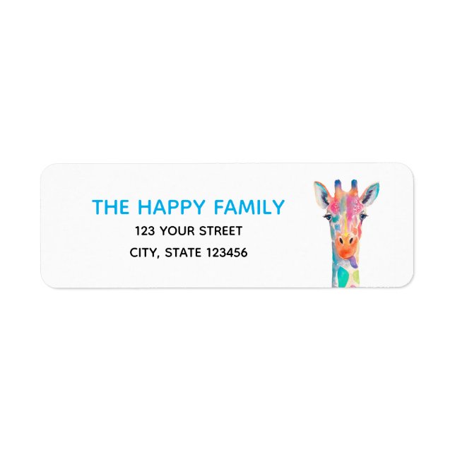 Rainbow Giraffe Return Address Labels (Front)