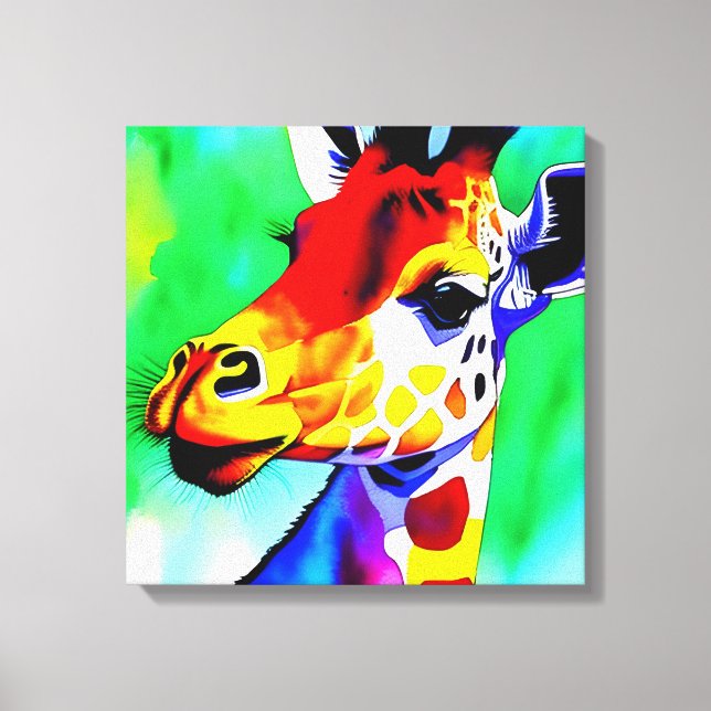 Rainbow Giraffe Stretched Canvas (Front)