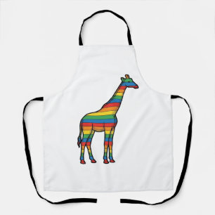 Rainbow Giraffe Vintage Engraving Vector Design_1 Apron