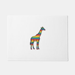 Rainbow Giraffe Vintage Engraving Vector Design_1 Doormat