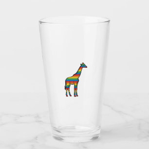 Rainbow Giraffe Vintage Engraving Vector Design_1 Glass