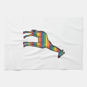 Rainbow Giraffe Vintage Engraving Vector Design_1 Kitchen Towel